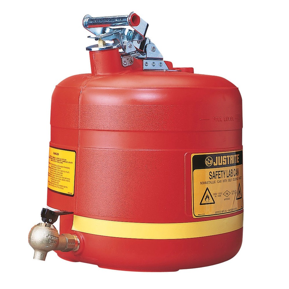 Récipient de soutirage de sécurité Justrite, PE, robinet de soutirage, rouge, 19 litres