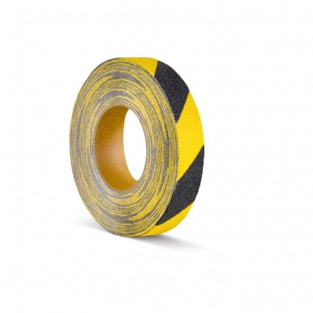 Revêtement antidérapant m2™, déformable, rouleau, largeur 25 mm, noir-jaune