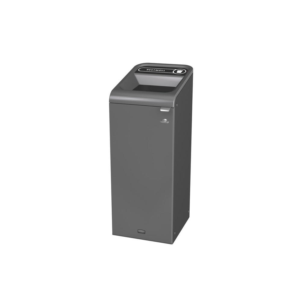 Rubbermaid® Conteneur à déchets Configure, acier galvanisé, inscription « DÉCHETS GÉNÉRAUX », 57 litres, anthracite, noir