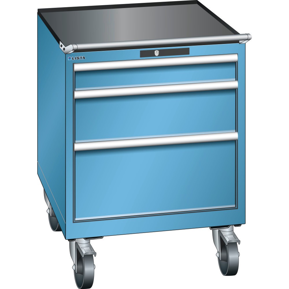 Servante d'atelier LISTA 36x36E, (lxPxH) 717x725x890 mm, 3 tiroirs, capacité de charge 200 kg, bleu clair