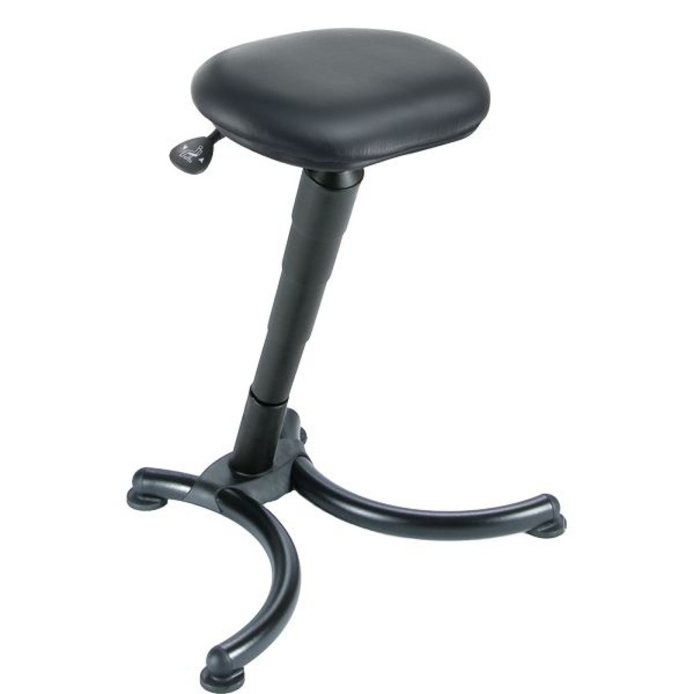 Siège assis-debout, assise similicuir, hauteur d'assise 680 à 910mm, base acier, noir