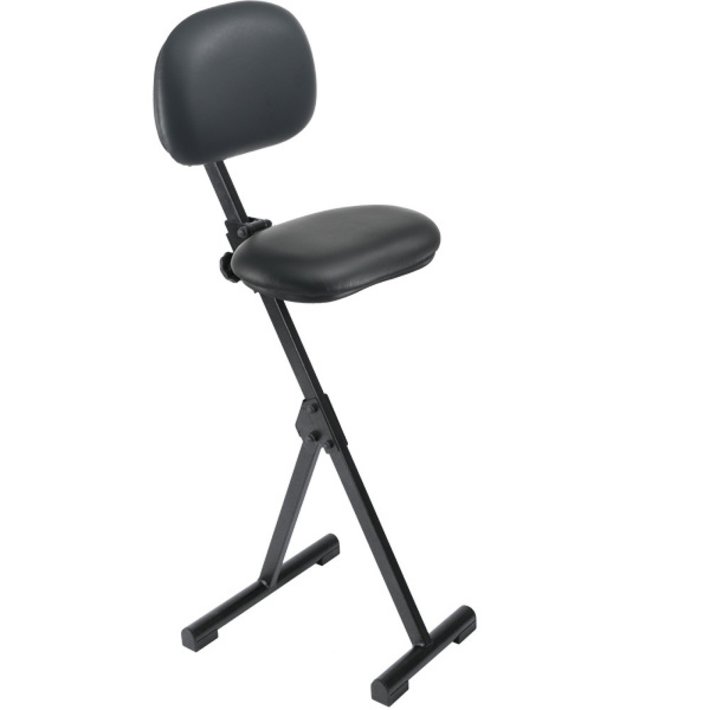 Siège assis-debout avec dossier, pliable, hauteur d’assise 540-900 mm, similicuir, noir