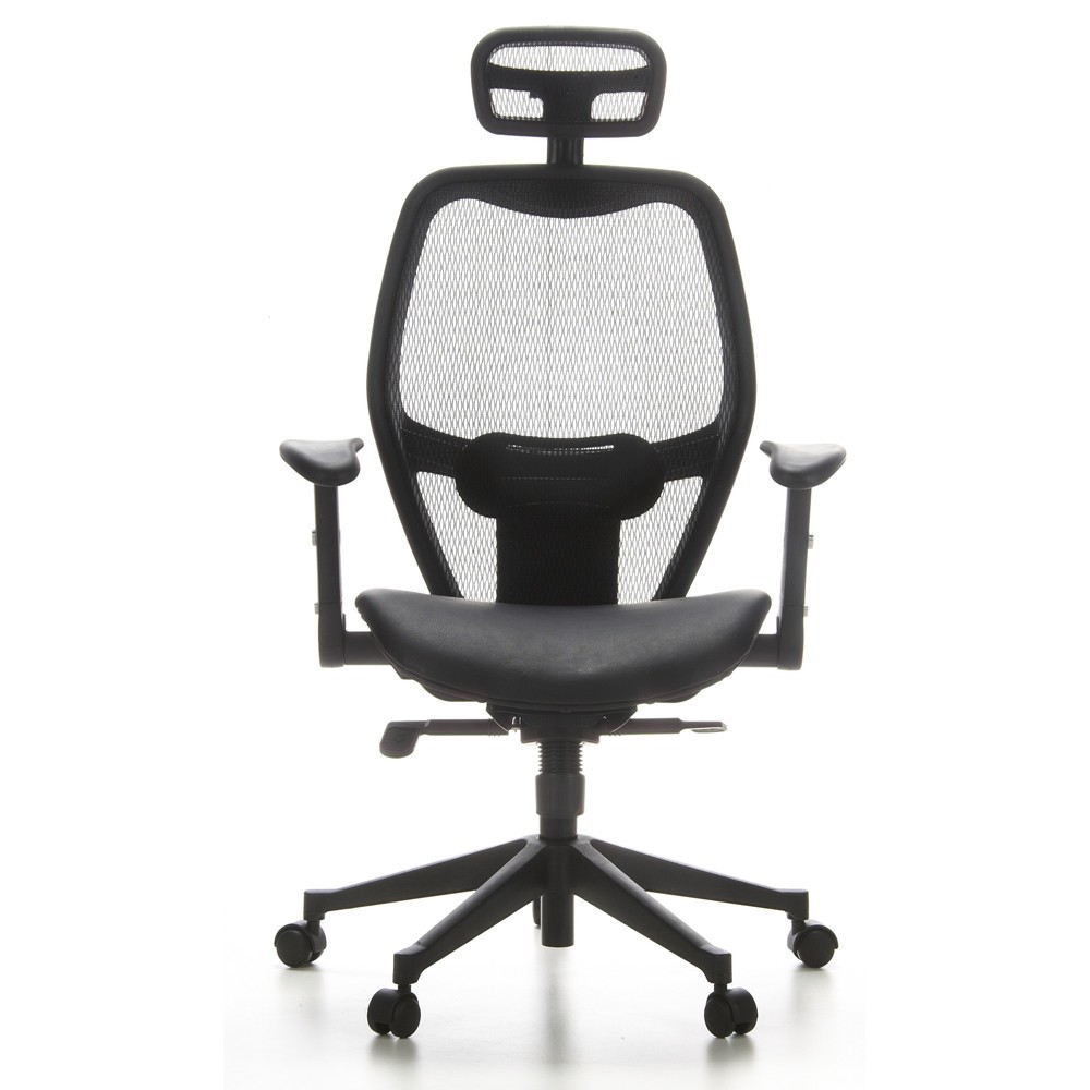 Siège de bureau / fauteuil de direction hjh OFFICE AIR PORT maille/cuir, noir