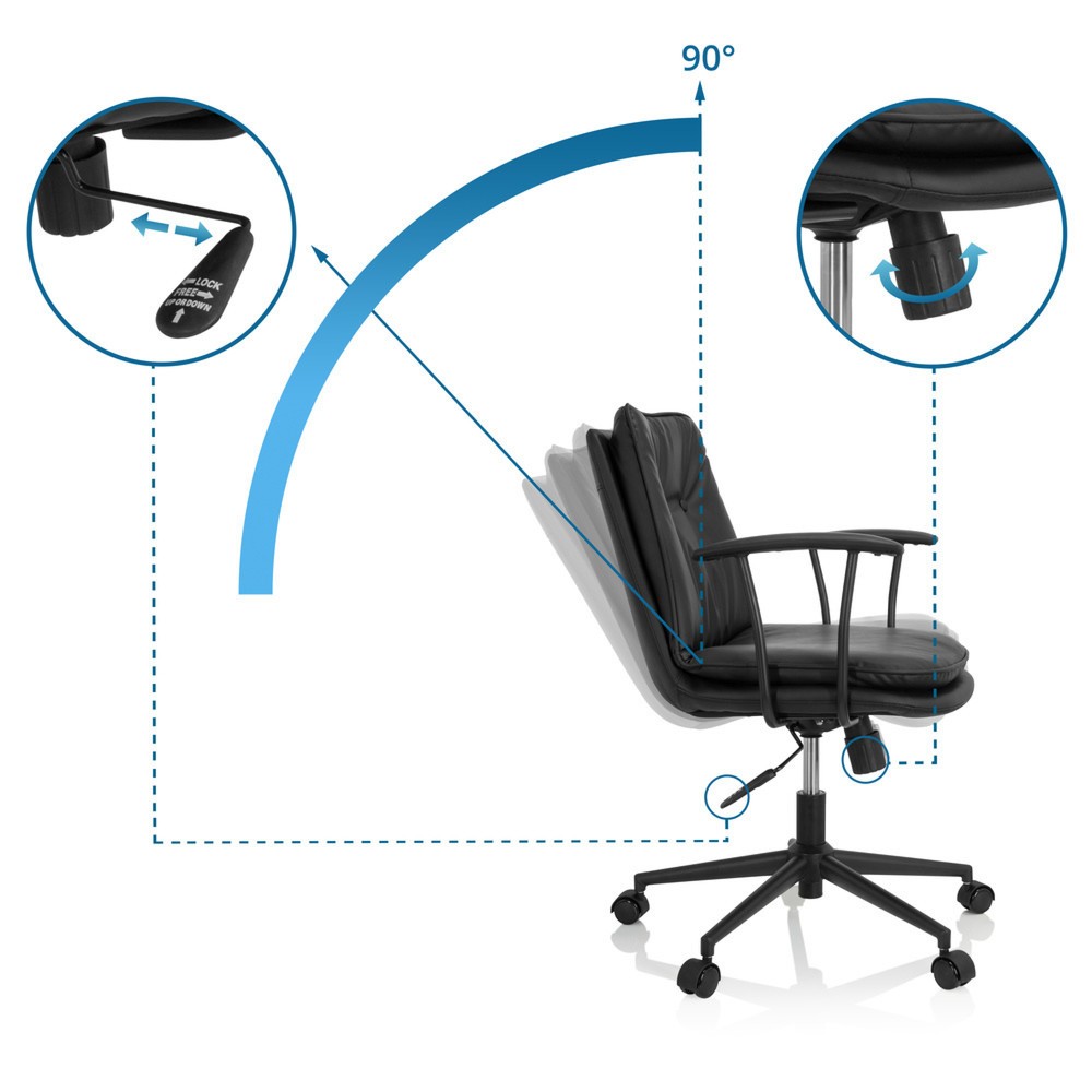 Numéro de l'image du produit 2: Chaise de bureau / chaise pivotante hjh OFFICE SMALLO similicuir, noir