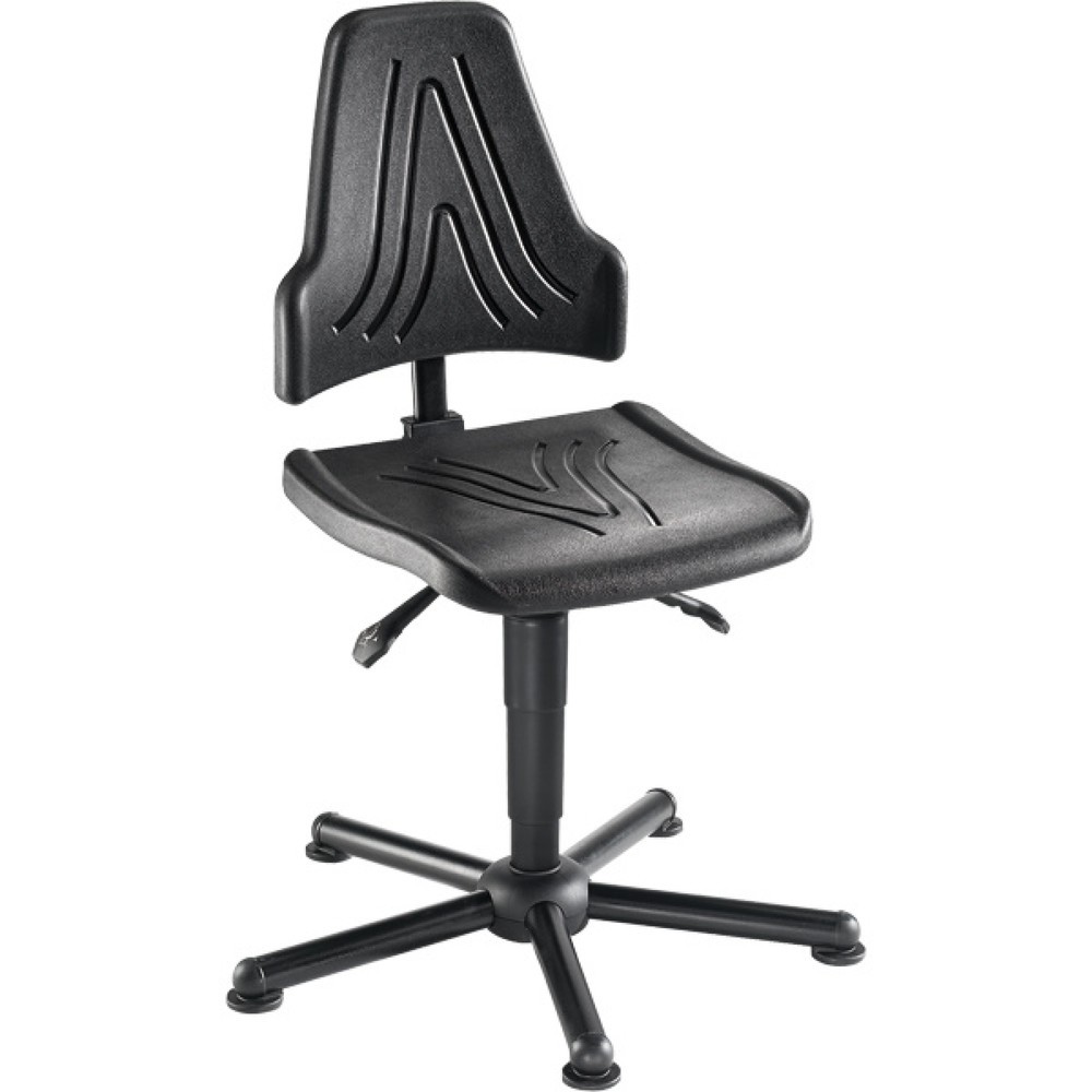 Chaise de travail pivotante Stream XXL, supporte une charge jusqu’à 150 kg, hauteur d’assise 430-630 mm, base acier, patins