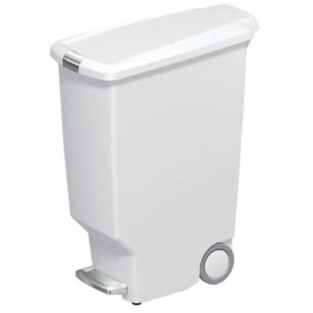 Poubelle à pédale Slim Step Can SIMPLEHUMAN, avec fermeture coulissante, 40 litres, blanc