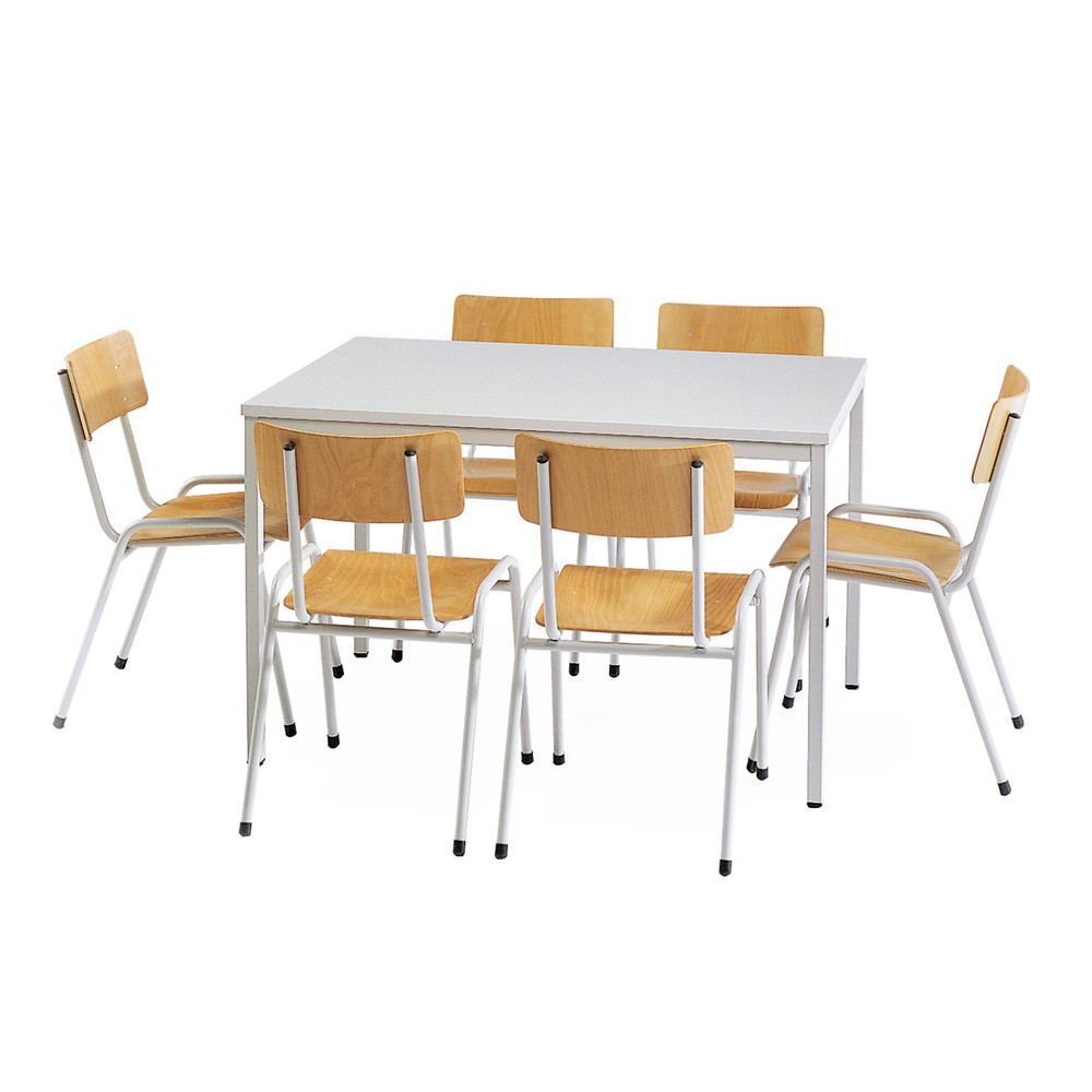 Groupe de chaises avec table en acier