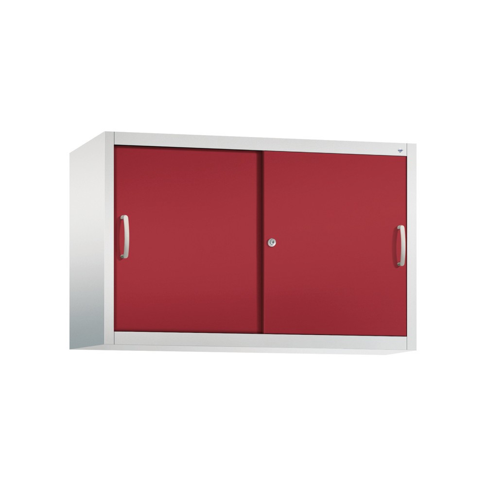 Surmeuble pour armoire à portes coulissantes d’atelier C+P, 1 tablette, H x l x P 790 x 1 200 x 400 mm, rouge rubis, gris clair