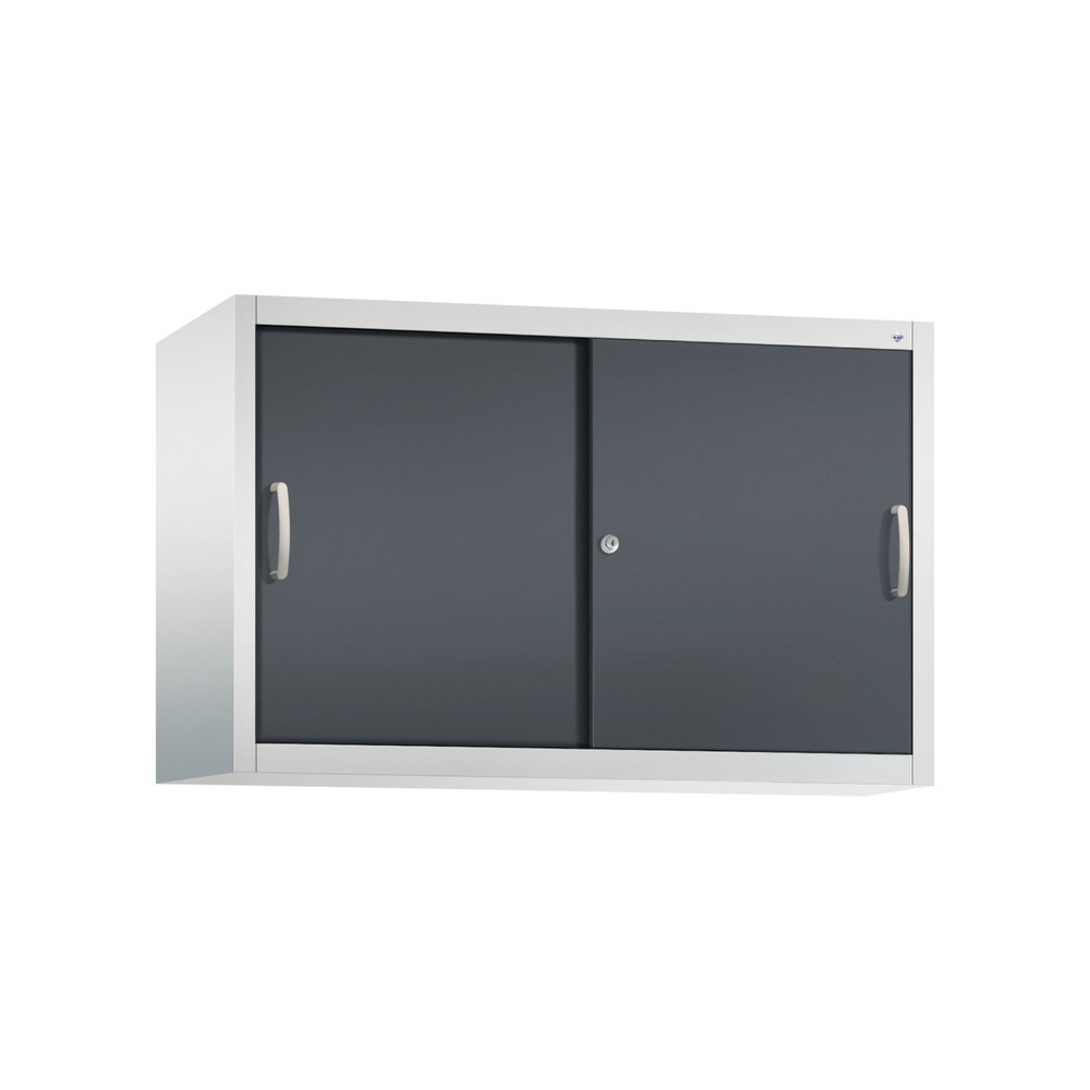 Surmeuble pour armoire à portes coulissantes d’atelier C+P, 1 tablette, H x l x P 790 x 1 200 x 400 mm, gris noir, gris clair