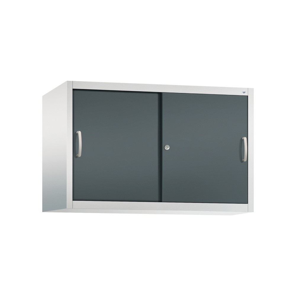 Surmeuble pour armoire à portes coulissantes d’atelier C+P, 1 tablette, H x l x P 790 x 1 200 x 500 mm, gris clair, gris anthracite