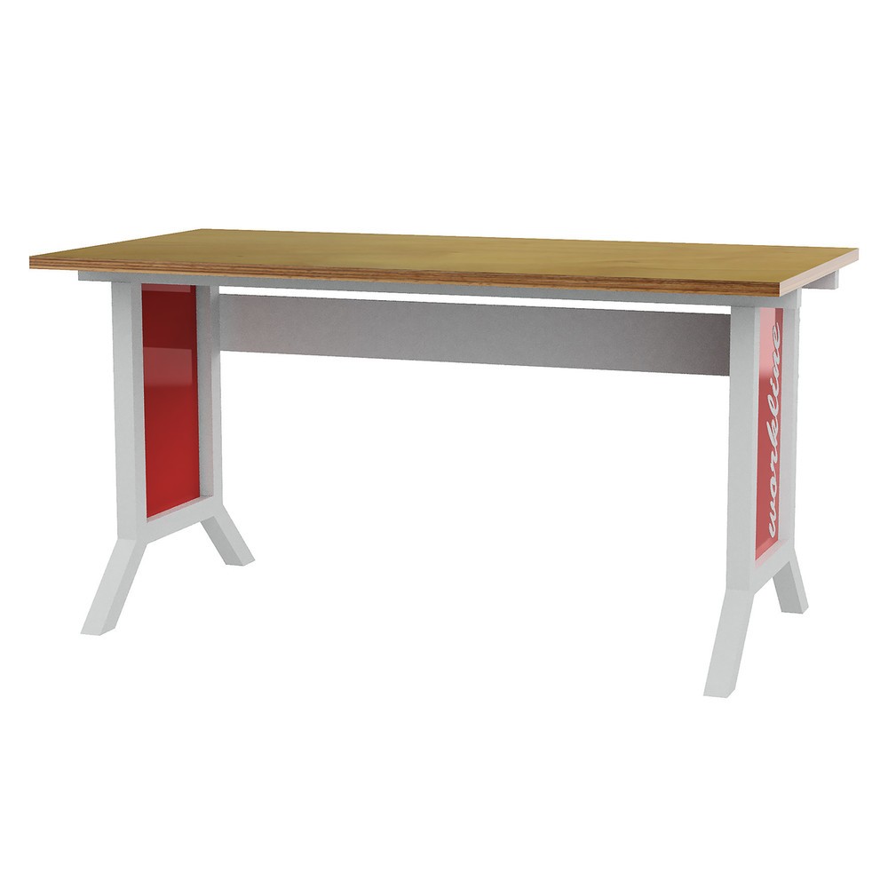 Système de poste de travail, table de base, réglage électrique de la hauteur Bedrunka+Hirth, rouge signalisation