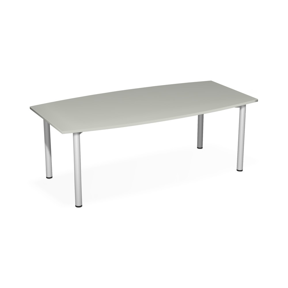 Table de conférence en forme de tonneau, l x P 2 000 x 800/1 200 mm, gris clair/aluminium blanc