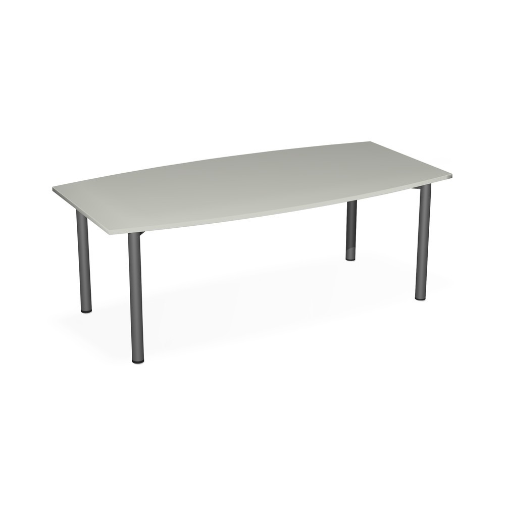 Table de conférence en forme de tonneau, l x P 2 000 x 800/1 200 mm, gris clair/anthracite