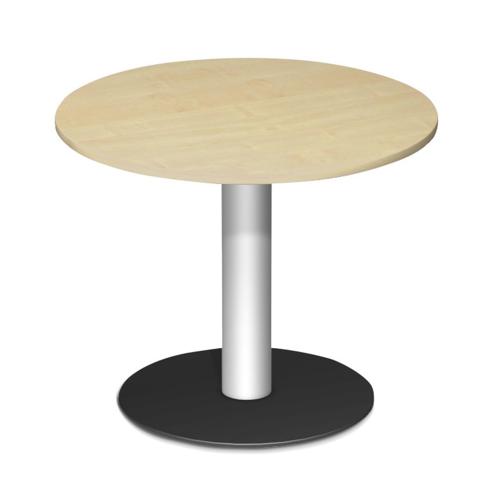 Table de conférence ronde avec pied à base ronde, Ø x H 900 x 720 mm, érable