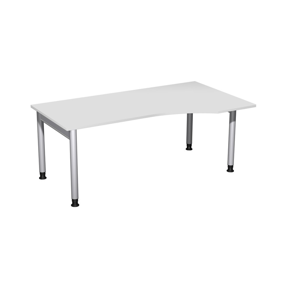 Table de travail pour PC Profi, bâti avec 4 pieds, réglable en hauteur, forme pour PC à droite, l x P 1 800 x 1 000 mm, gris clair