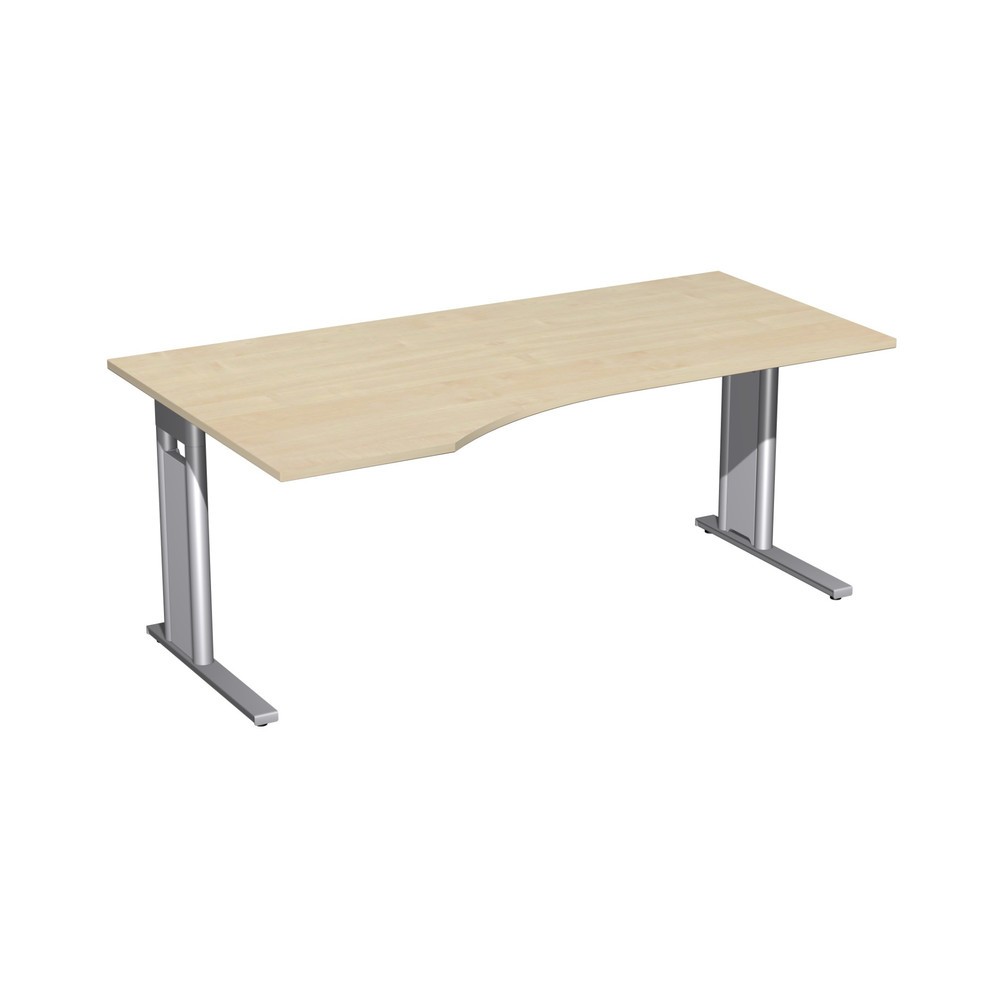 Table de travail pour PC Profi, bâti avec pied en C, forme pour PC à gauche, l x P 1 800 x 1 000 mm, érable