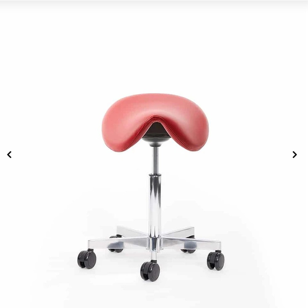 Tabouret à roulettes avec siège-selle lento sella SL10, similicuir Skai®, rouge