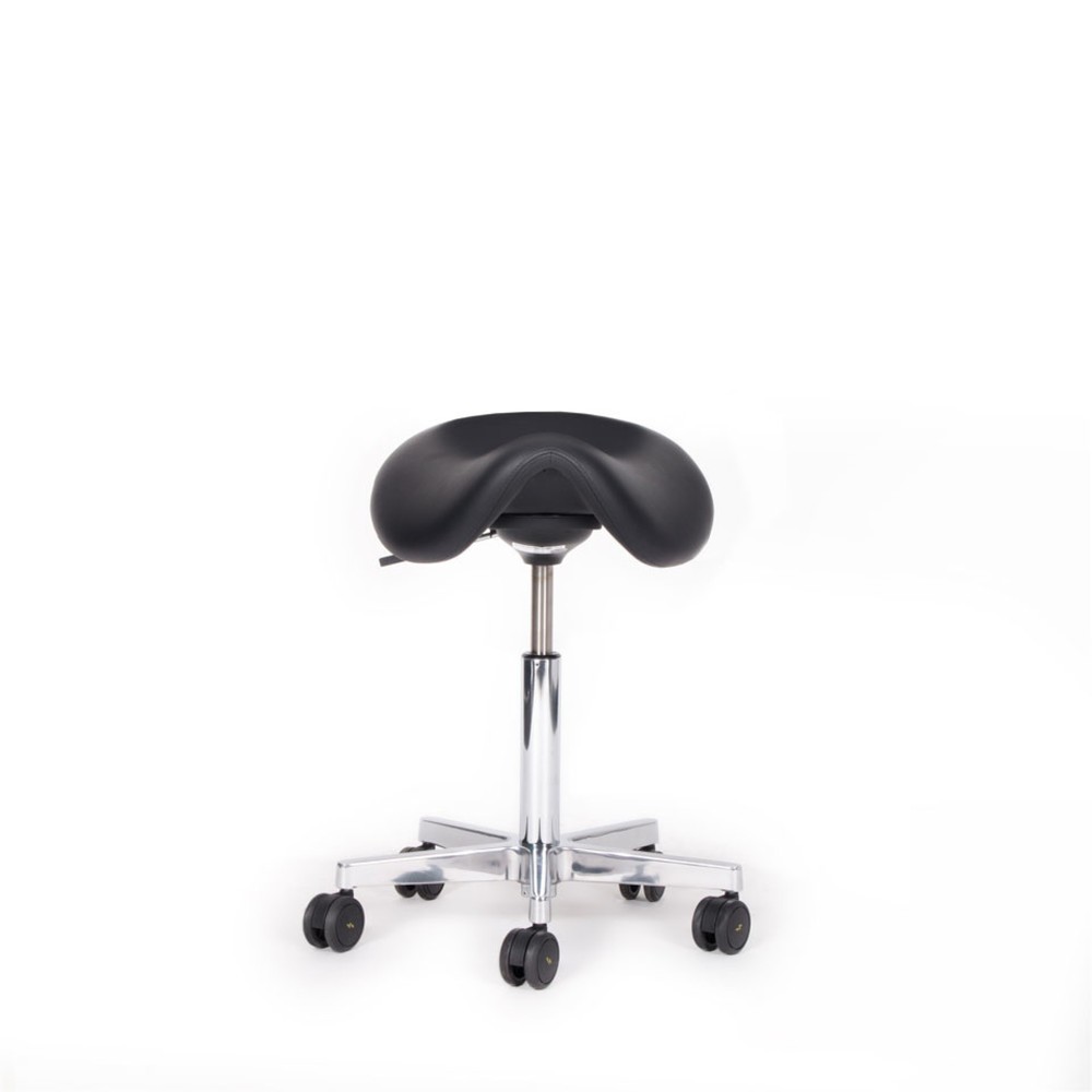 Tabouret à roulettes avec siège-selle lento sella SL12 ESD, tissu mélangé conducteur, similicuir Skai®, noir