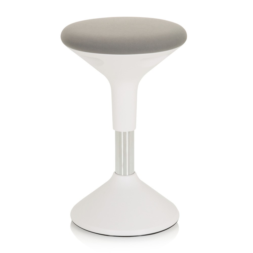 Tabouret assis-debout / siège assis-debout hjh OFFICE BALANCE SIT II W tissu, blanc/gris