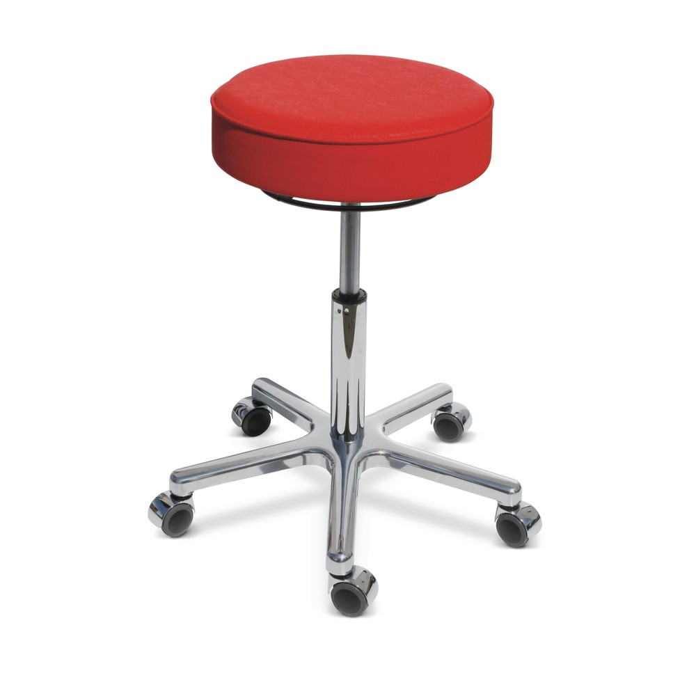 Tabouret Premium, assise en similicuir, hauteur d’assise 540-730 mm, roulettes, jaune maïs