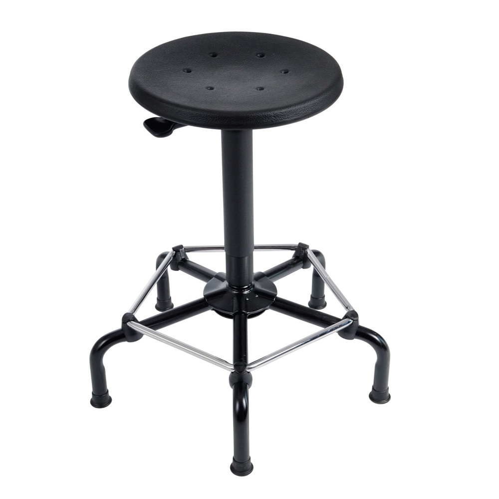 Tabouret HEMMDAL, assise en PU, hauteur d’assise 540-740 mm, base acier, patins