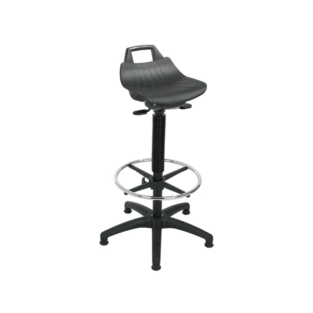 Tabouret HEMMDAL Premium, assise en PP, hauteur d’assise 630-890 mm, patins, anneau repose-pied