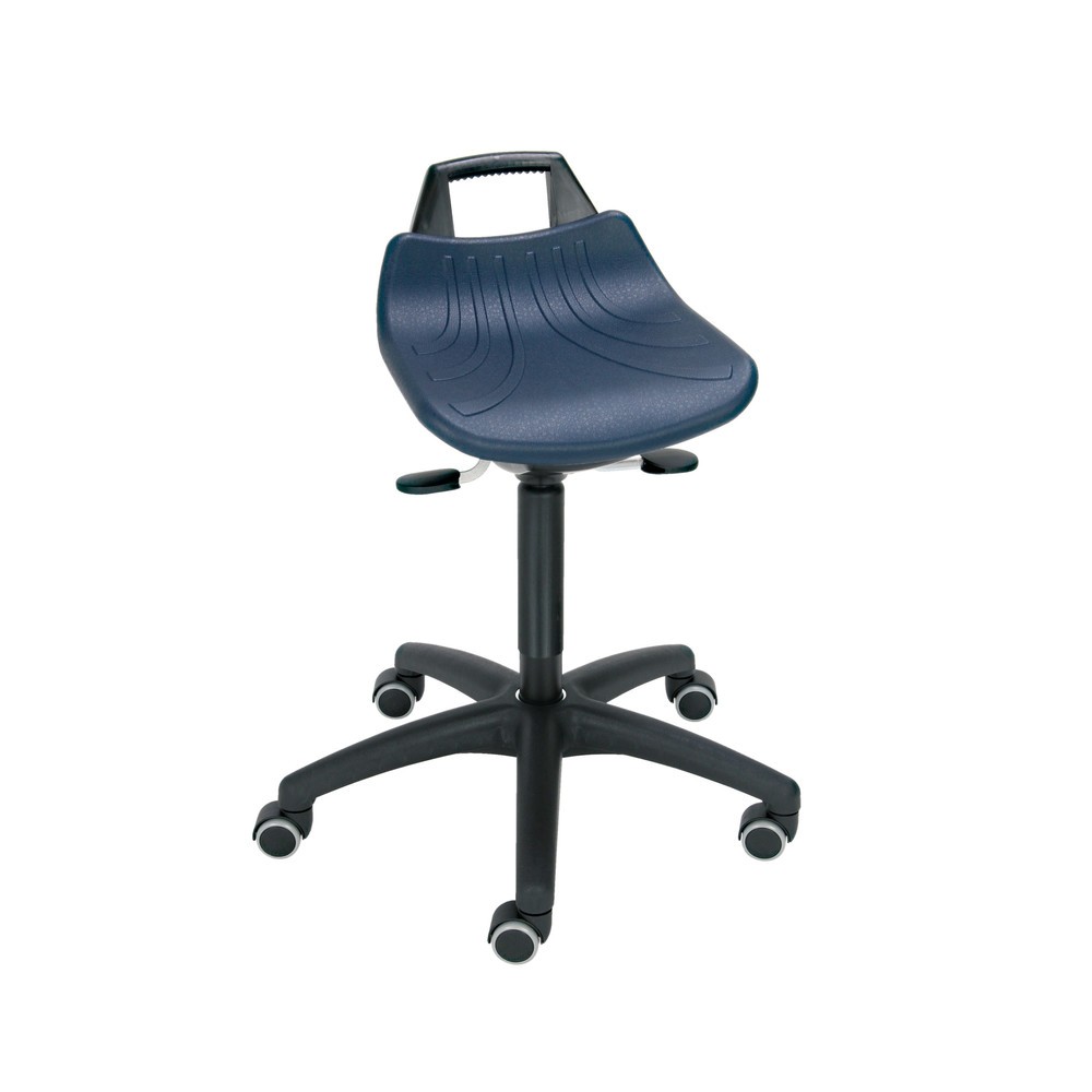 Tabouret HEMMDAL Premium, assise en PU, hauteur d’assise 520-720 mm, roulettes