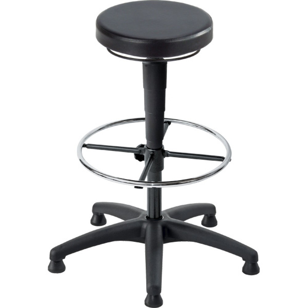 Tabouret Universal Plus, assise en PU, hauteur d’assise 590-840 mm, base plastique, patins