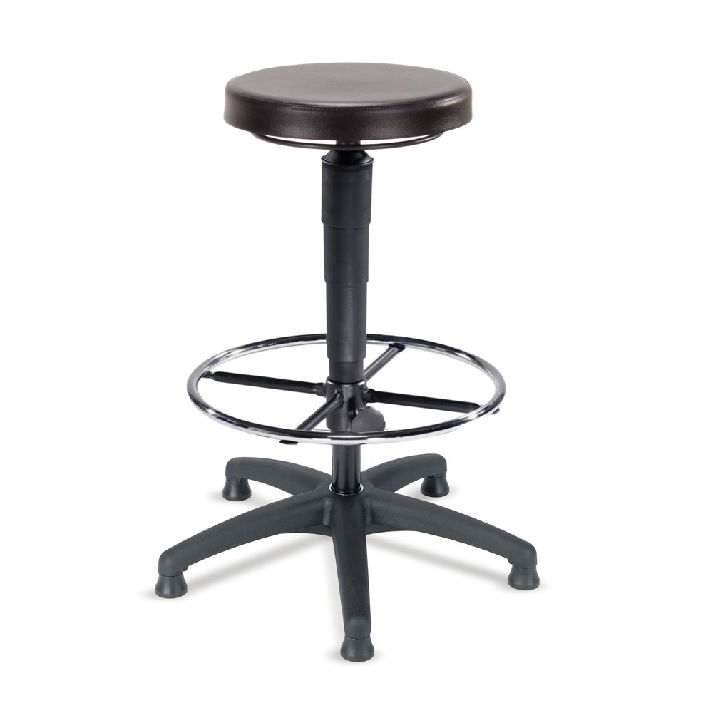 Tabouret Universal Plus, assise en similicuir, hauteur d’assise 620-870 mm, base plastique, patins