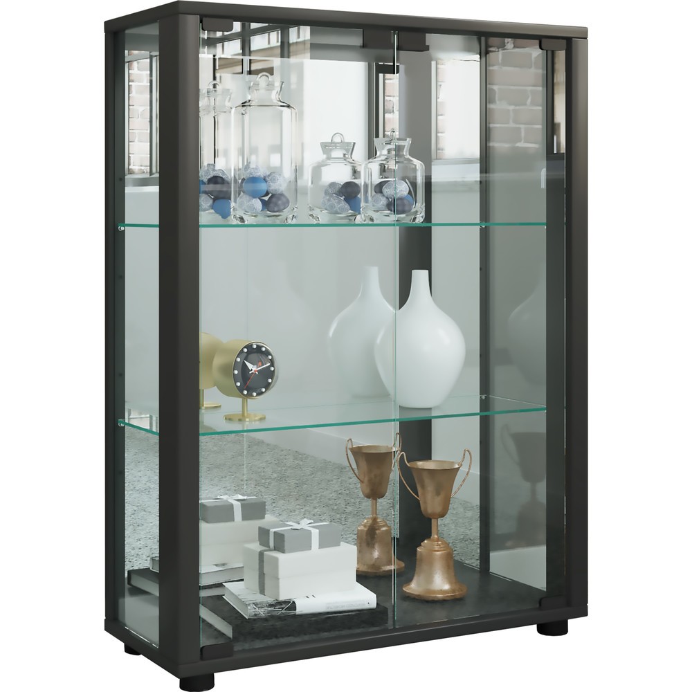 Vitrine Sintalo avec miroir, éclairage à LED inclus, noir