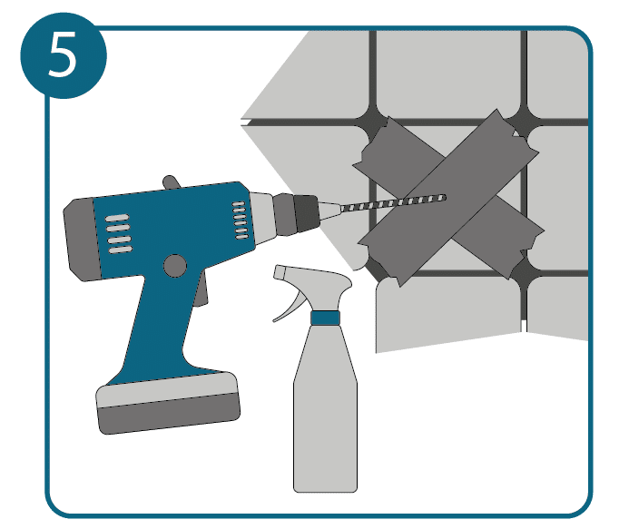 Percer du carrelage : commencer le perçage.