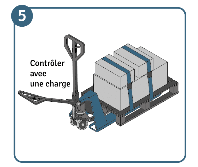 Instructions pour purger son transpalette, étape 5: contrôler avec une charge