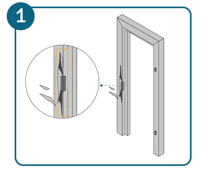 Réparer l'encadrement de porte, étape 1 : enlever les parties endommagées et marquer la zone.